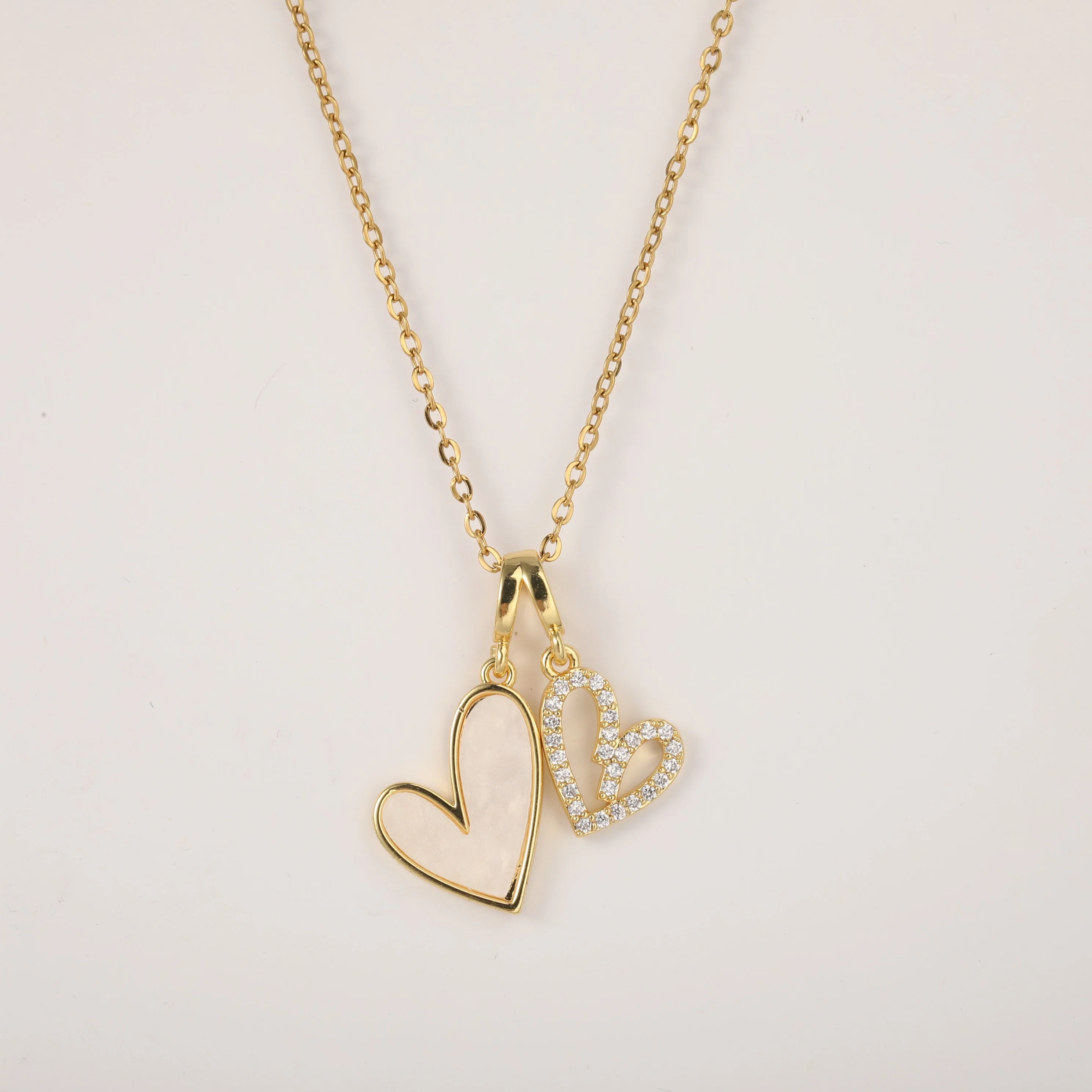Mother of Pearl & Pave Hearts Necklace - Image 9