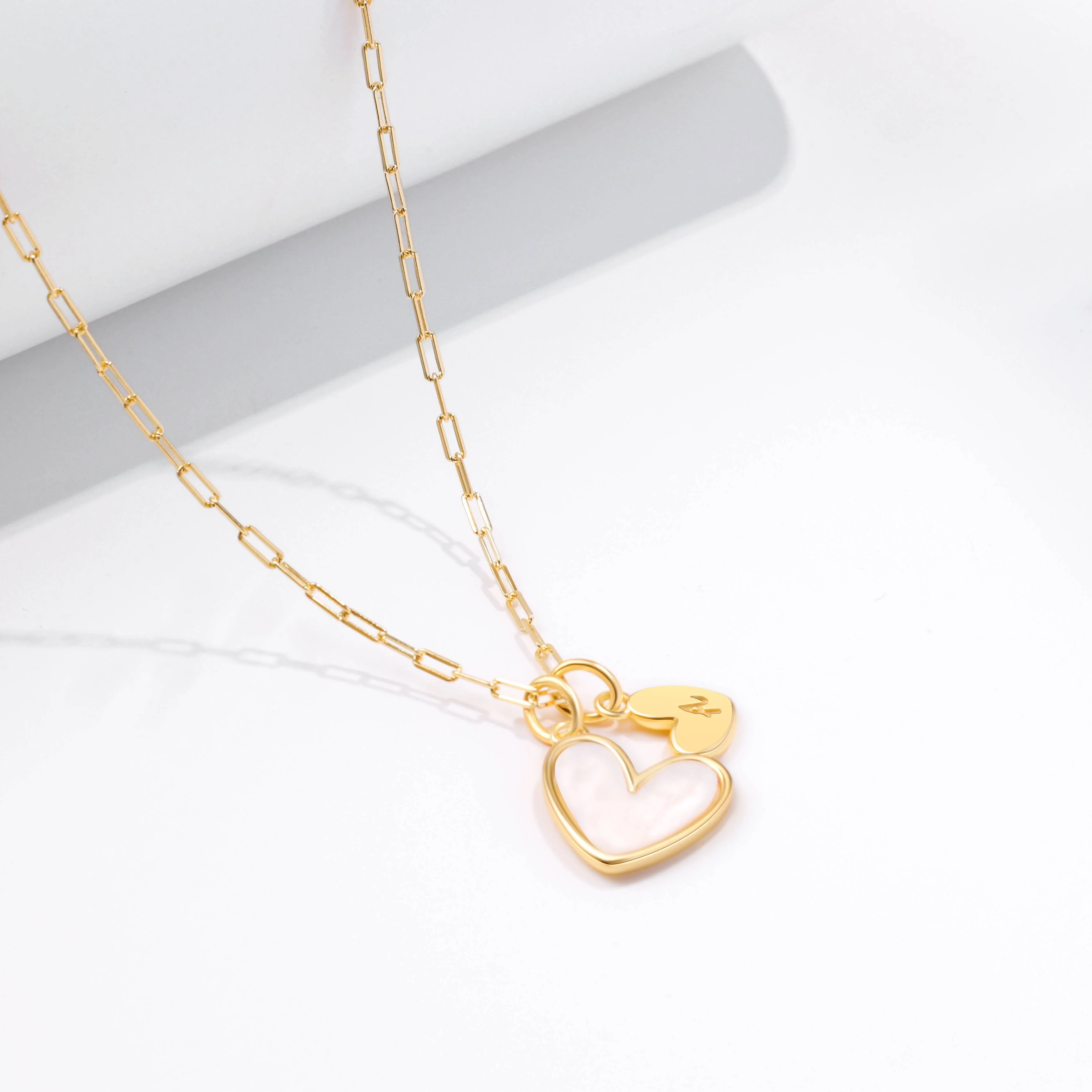 Mother Of Pearl Heart Initial Necklace - Image 13