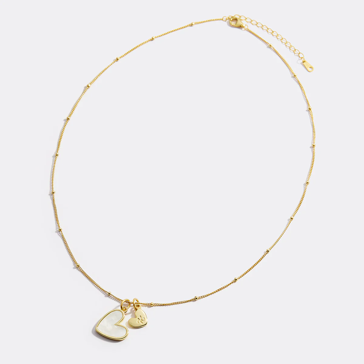 Mother Of Pearl Heart Initial Necklace - Image 24