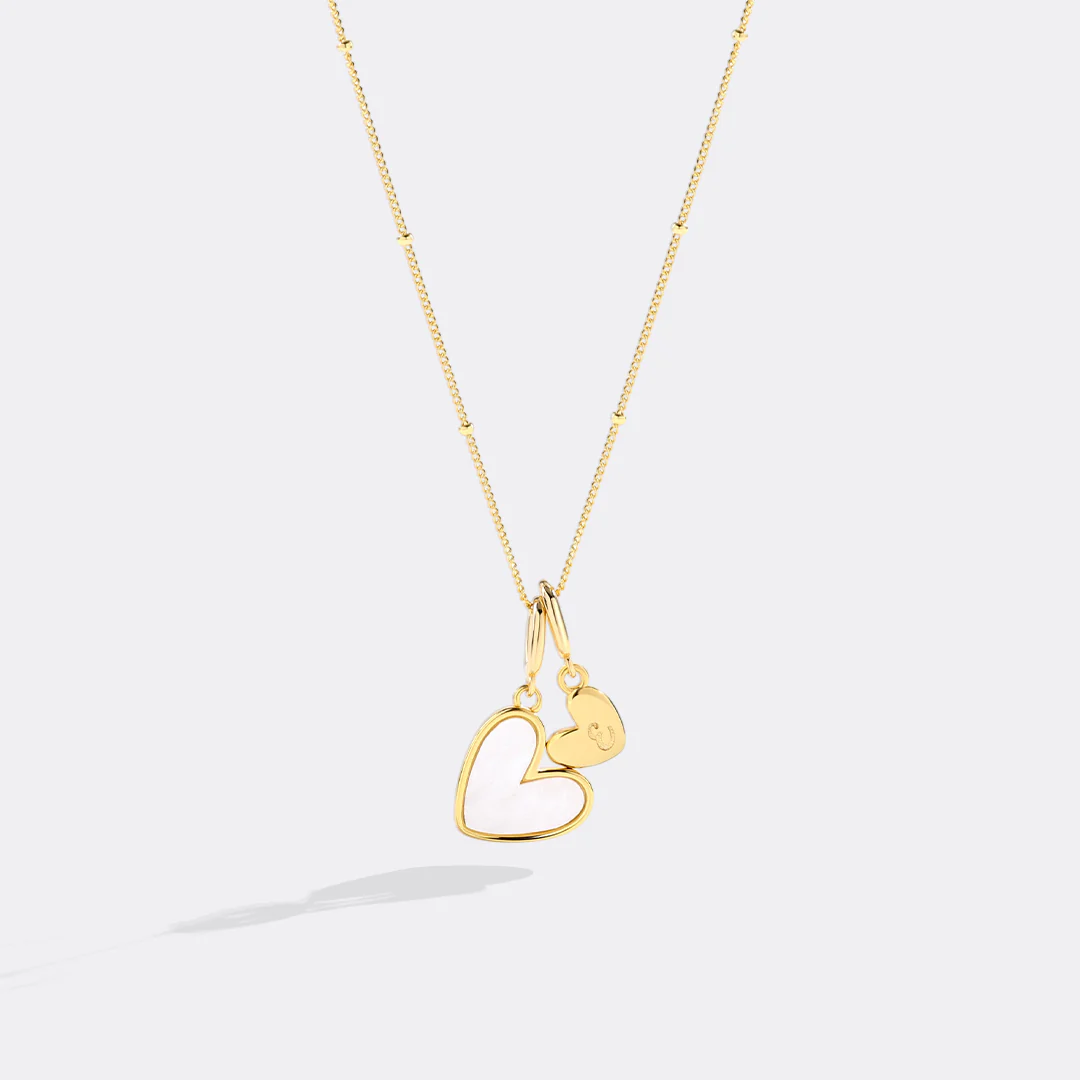 Mother Of Pearl Heart Initial Necklace - Image 33