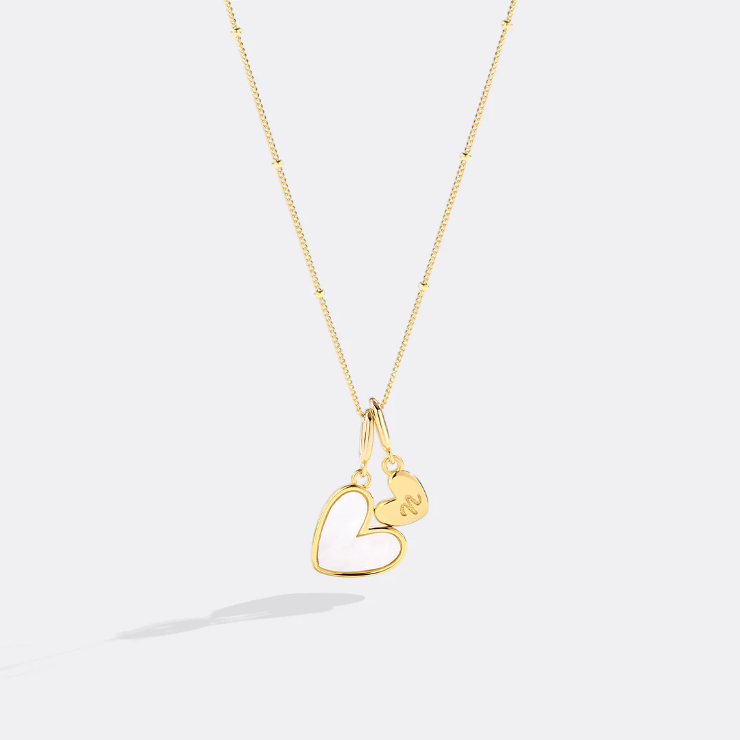 Mother Of Pearl Heart Initial Necklace - Image 42