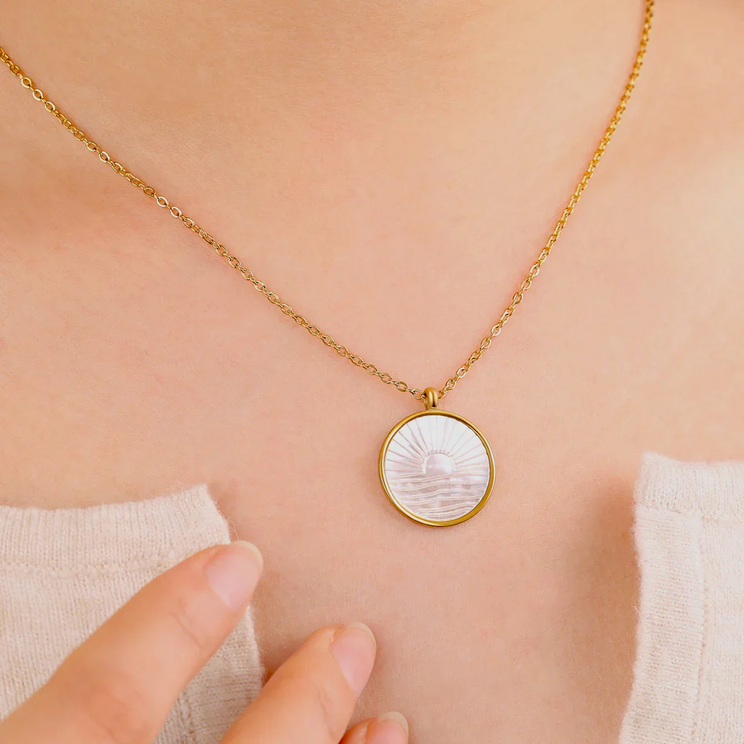 Mother of Pearl Sunrise Pendant Necklace - Image 5