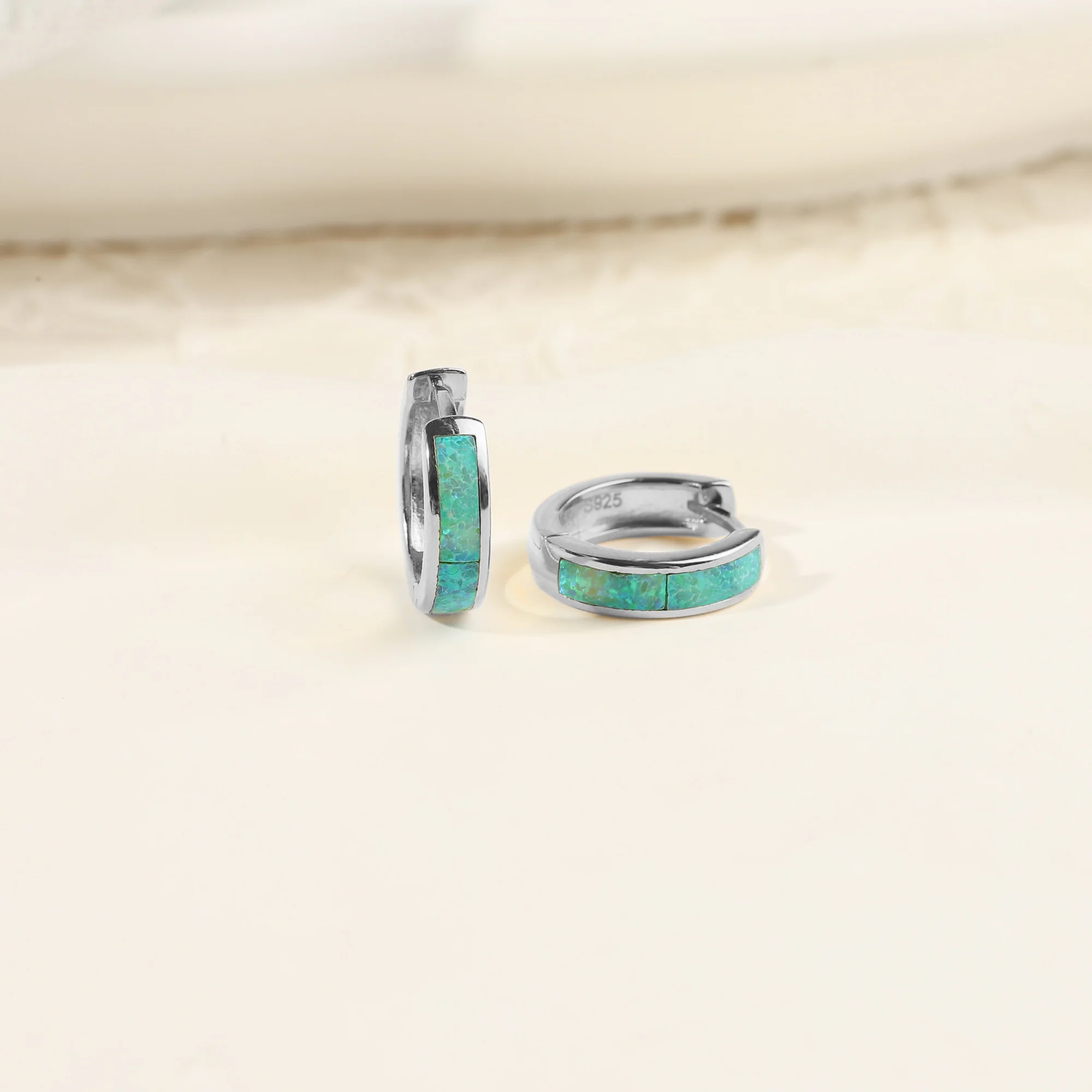 Opal Inlay Huggie Hoop Earrings - Image 22