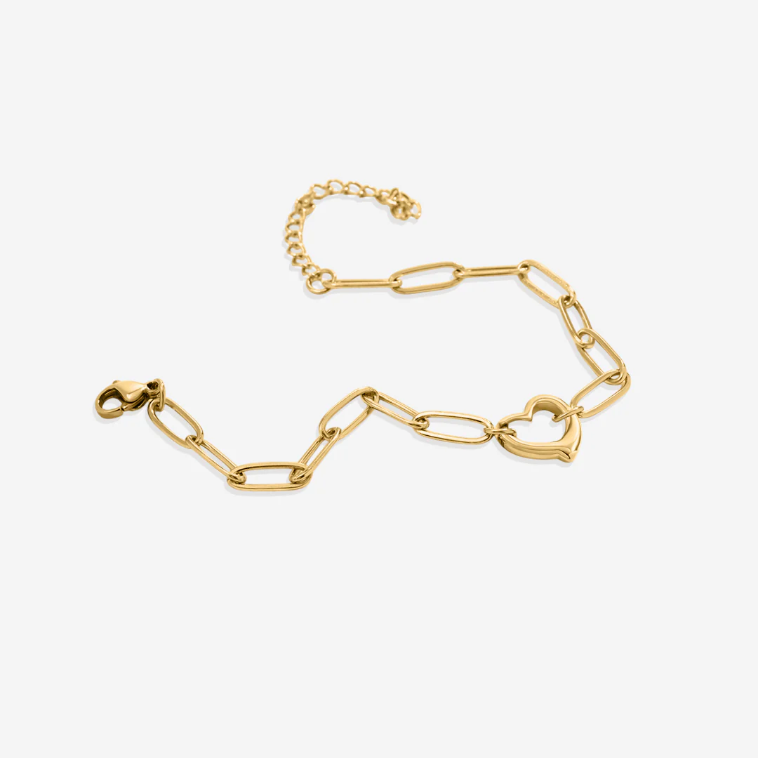 Open Heart Paperclip Chain Bracelet - Image 10