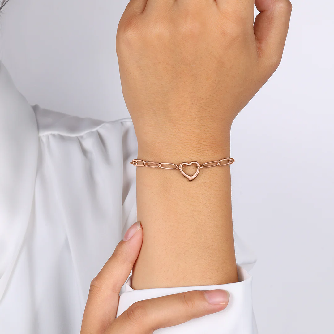 Open Heart Paperclip Chain Bracelet - Image 18