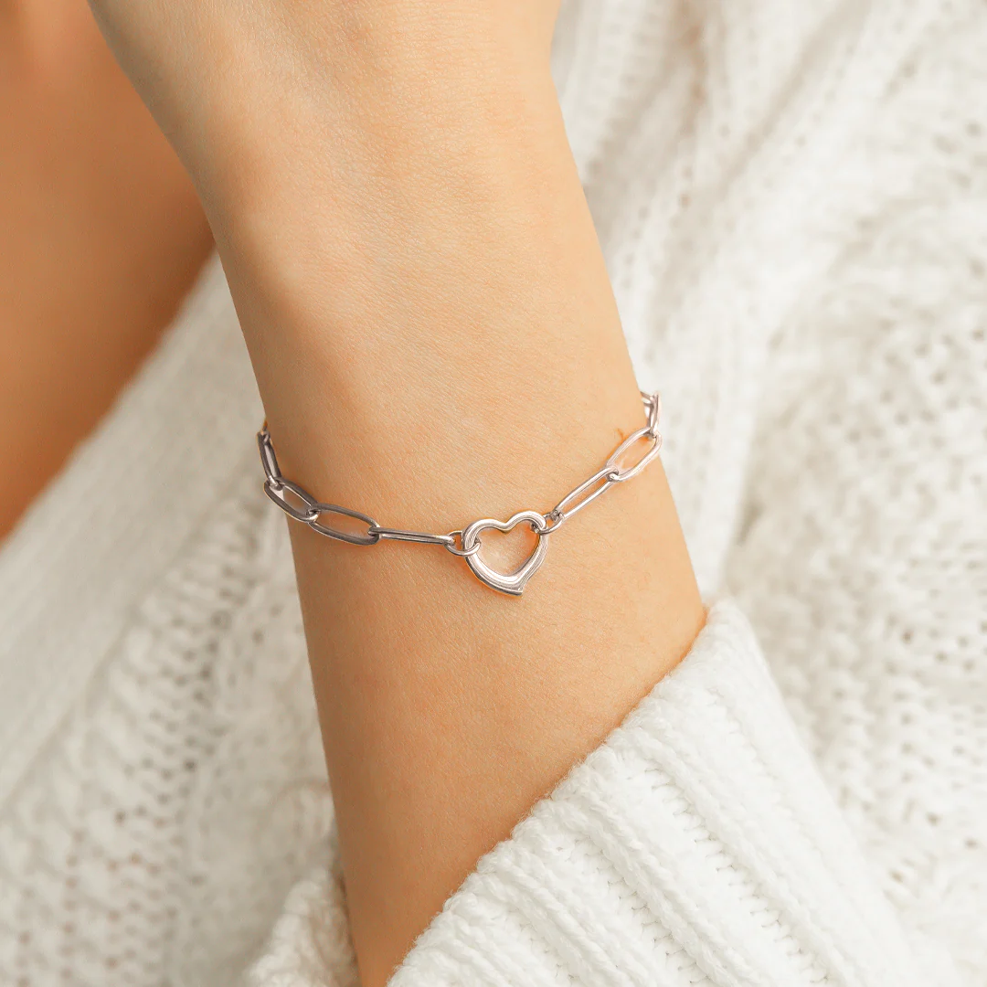 Open Heart Paperclip Chain Bracelet - Image 21