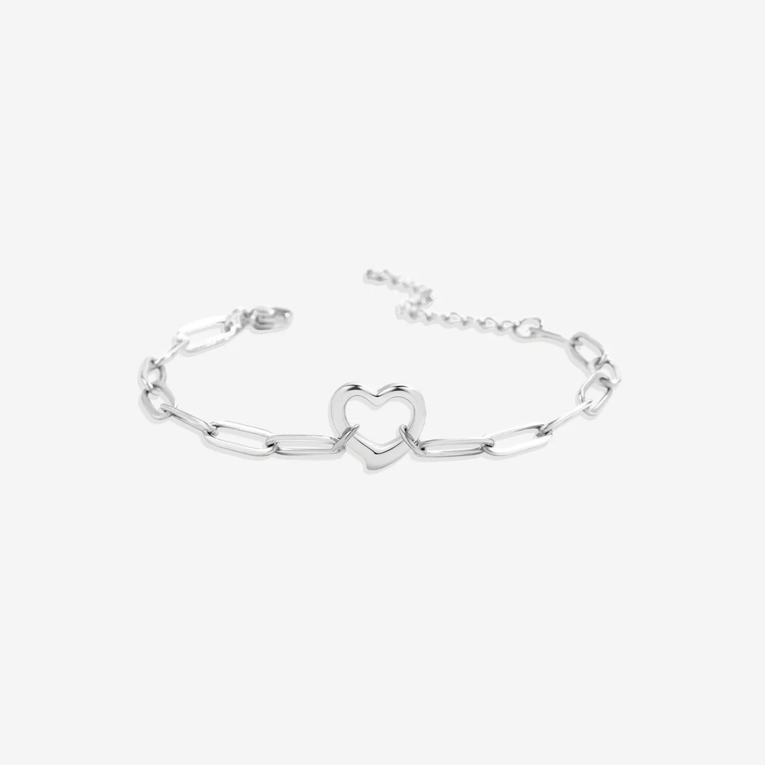 Open Heart Paperclip Chain Bracelet - Image 6