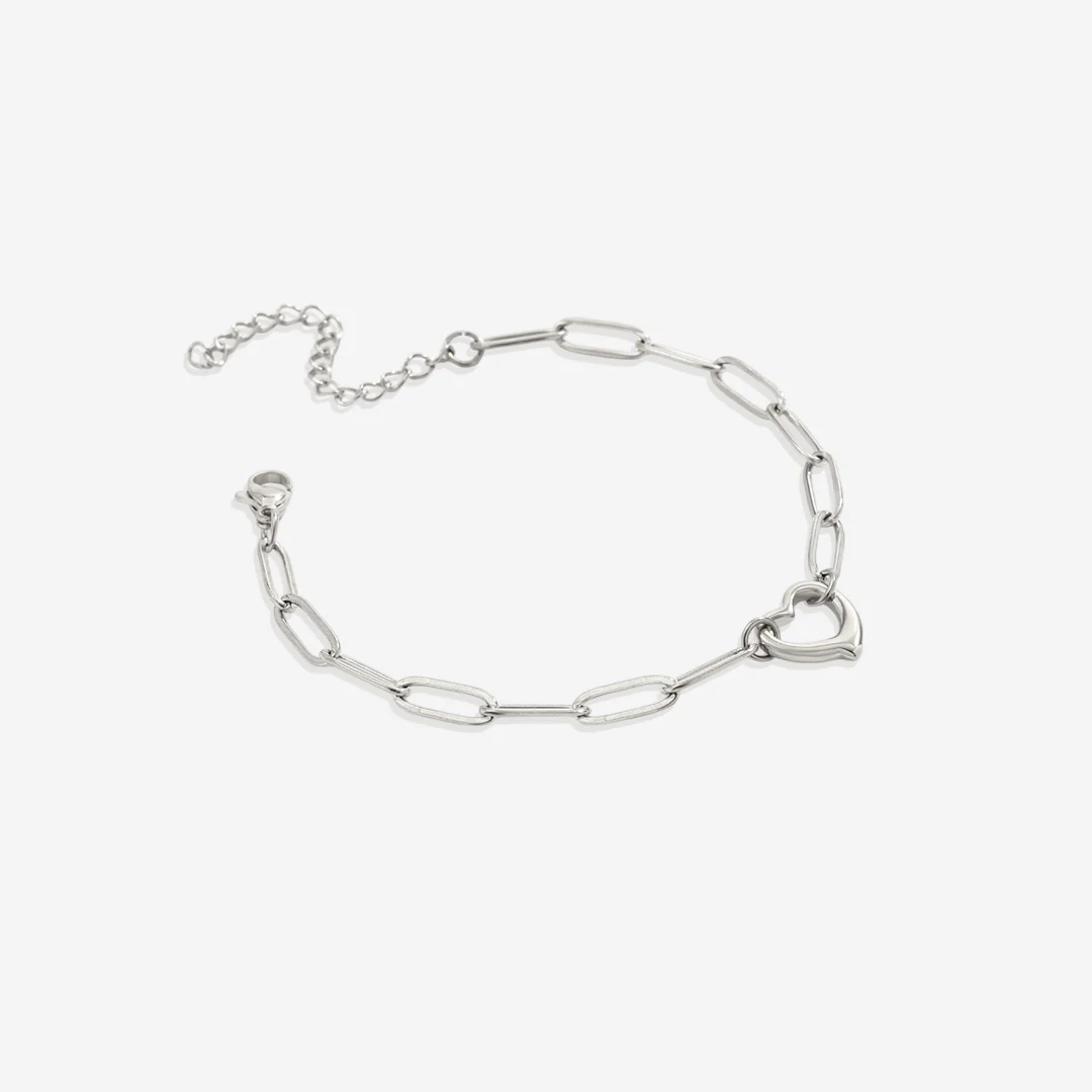 Open Heart Paperclip Chain Bracelet - Image 8