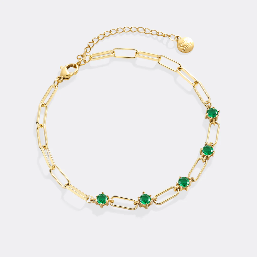 Paperclip Bracelet with Gemstone Accents - Image 15