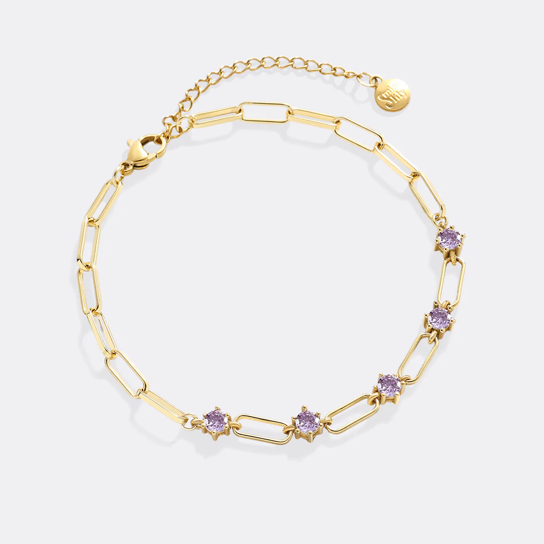 Paperclip Bracelet with Gemstone Accents - Image 17