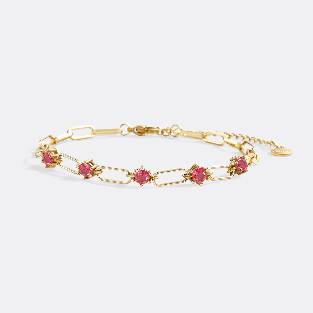 Paperclip Bracelet with Gemstone Accents - Image 18