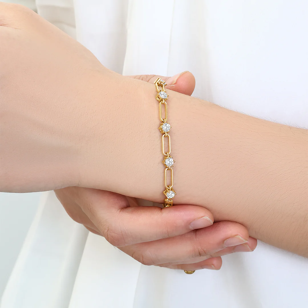 Paperclip Bracelet with Gemstone Accents - Image 2