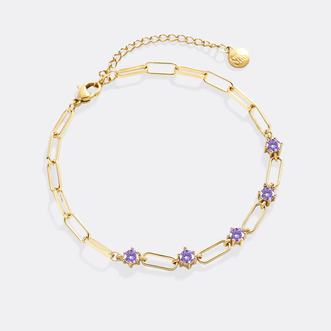 Paperclip Bracelet with Gemstone Accents - Image 9