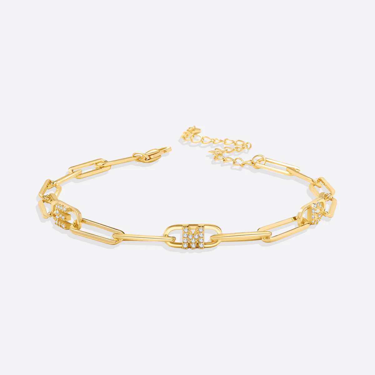 Paperclip Bracelet with Pave Initials - Image 8