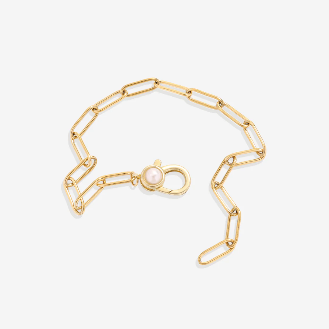 Paperclip Bracelet with Pearl Accent - Image 4