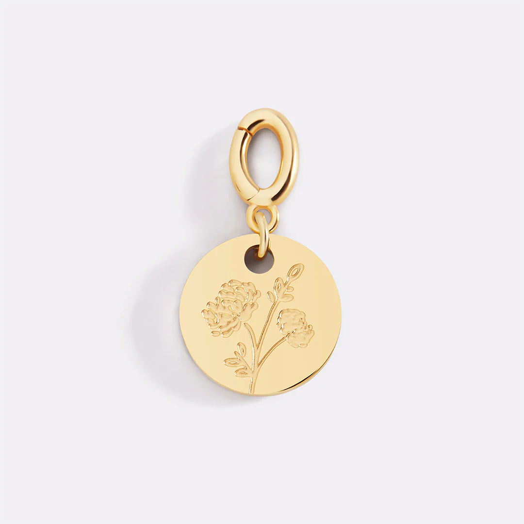 Engraved Birth Flower Disc Charm - Image 10