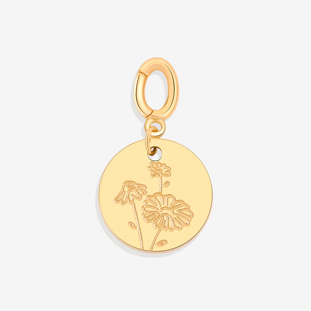 Engraved Birth Flower Disc Charm - Image 28