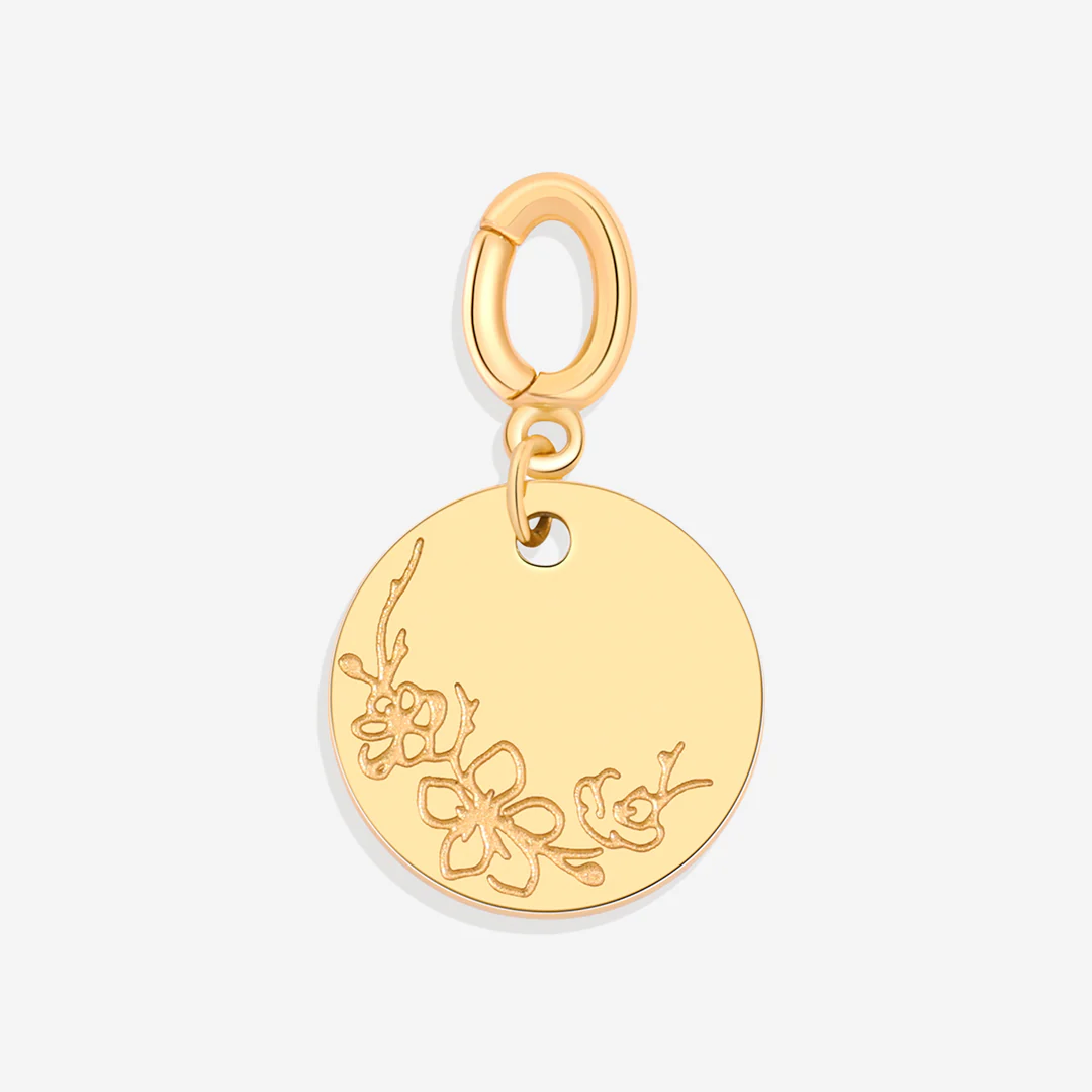 Engraved Birth Flower Disc Charm - Image 33