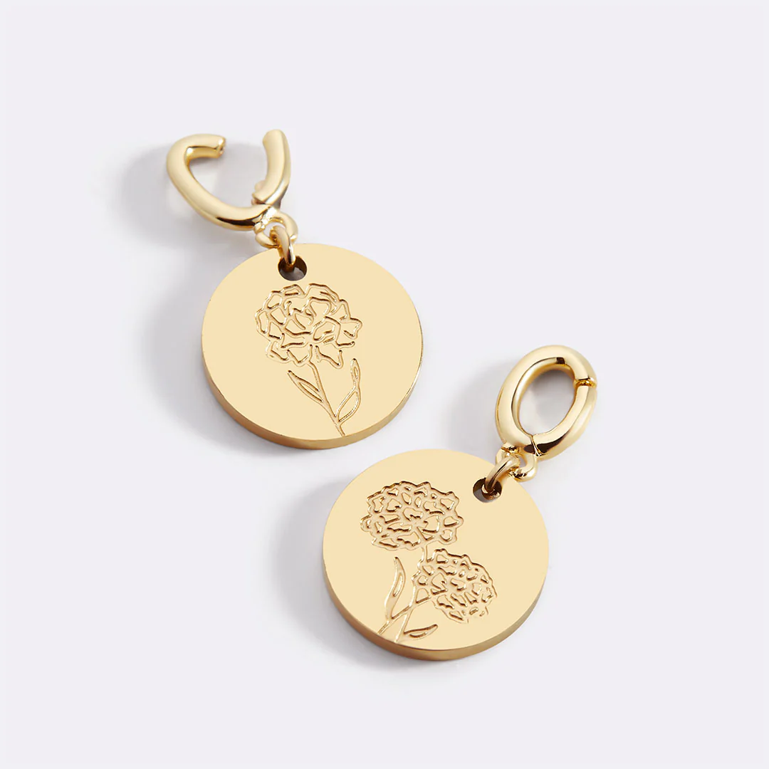 Engraved Birth Flower Disc Charm - Image 38
