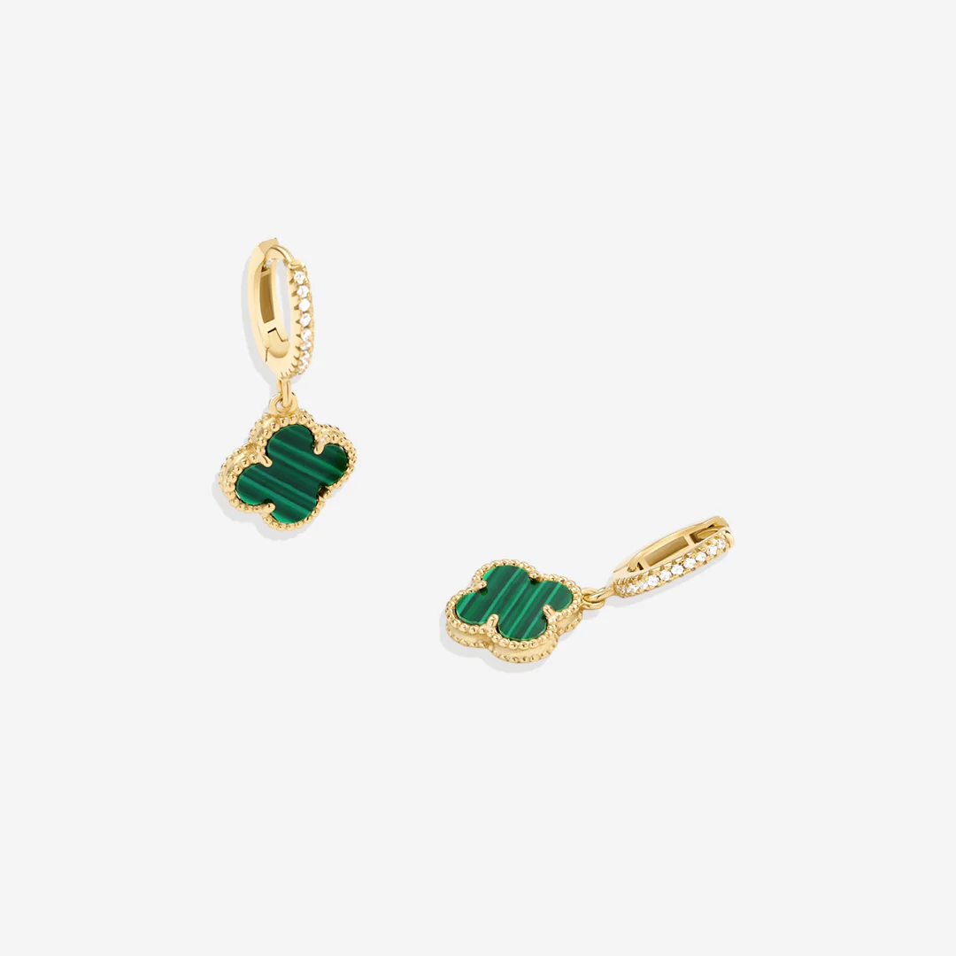 Pave Clover Drop Earrings - Image 7