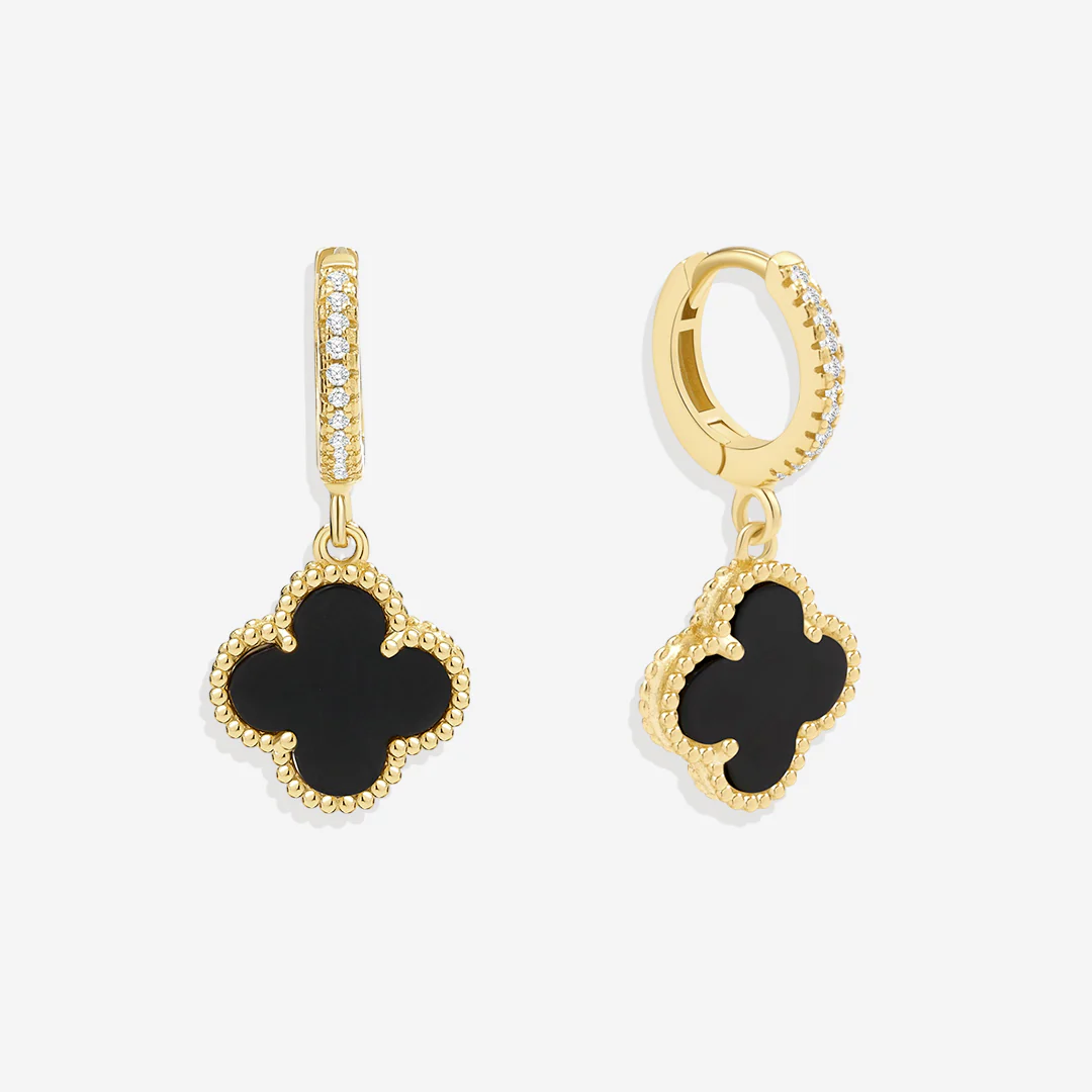 Pave Clover Drop Earrings - Image 8
