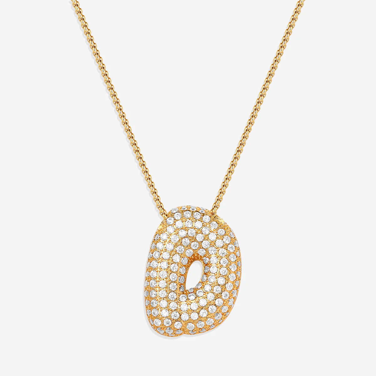 Pave Bubble Initial Necklace - Image 11