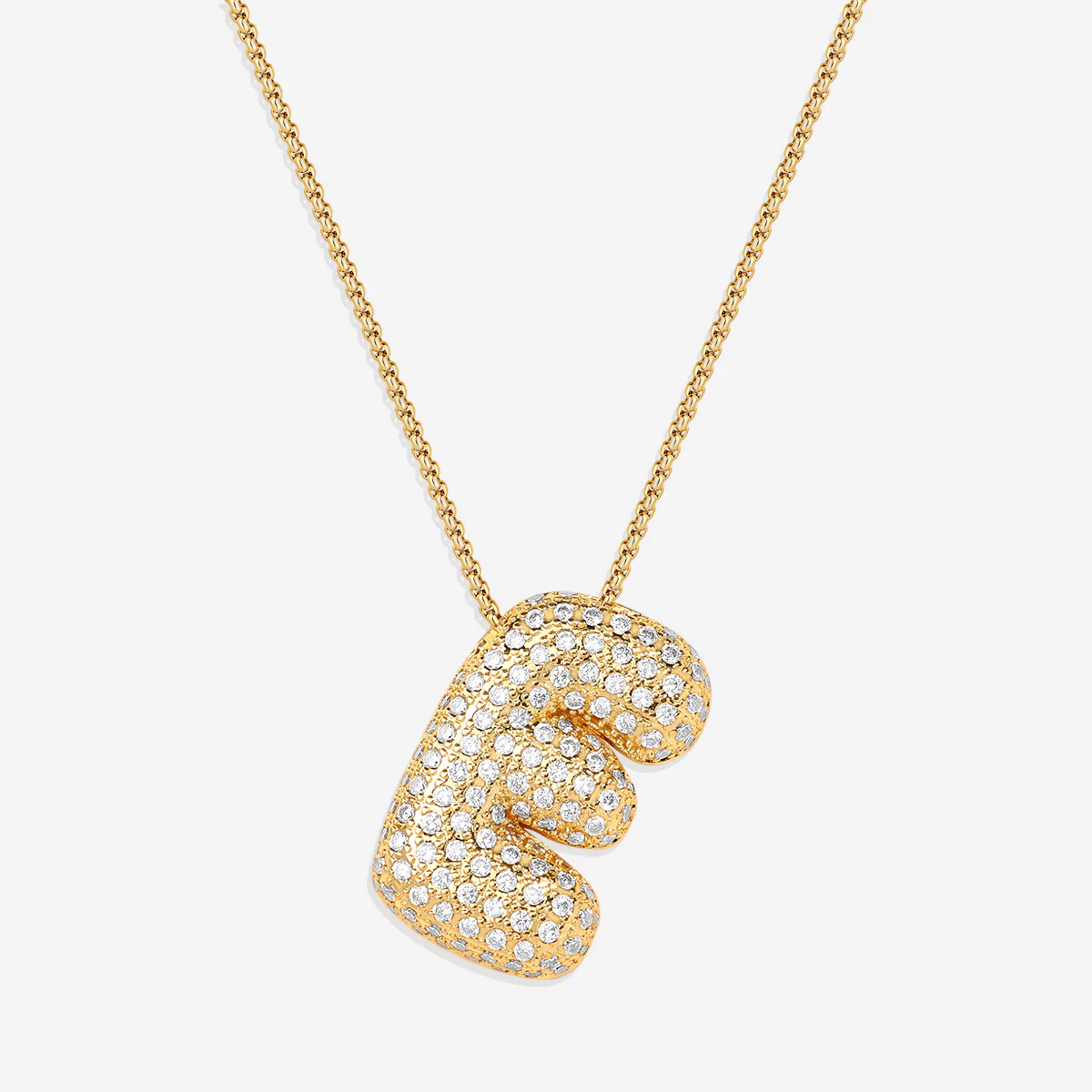 Pave Bubble Initial Necklace - Image 12
