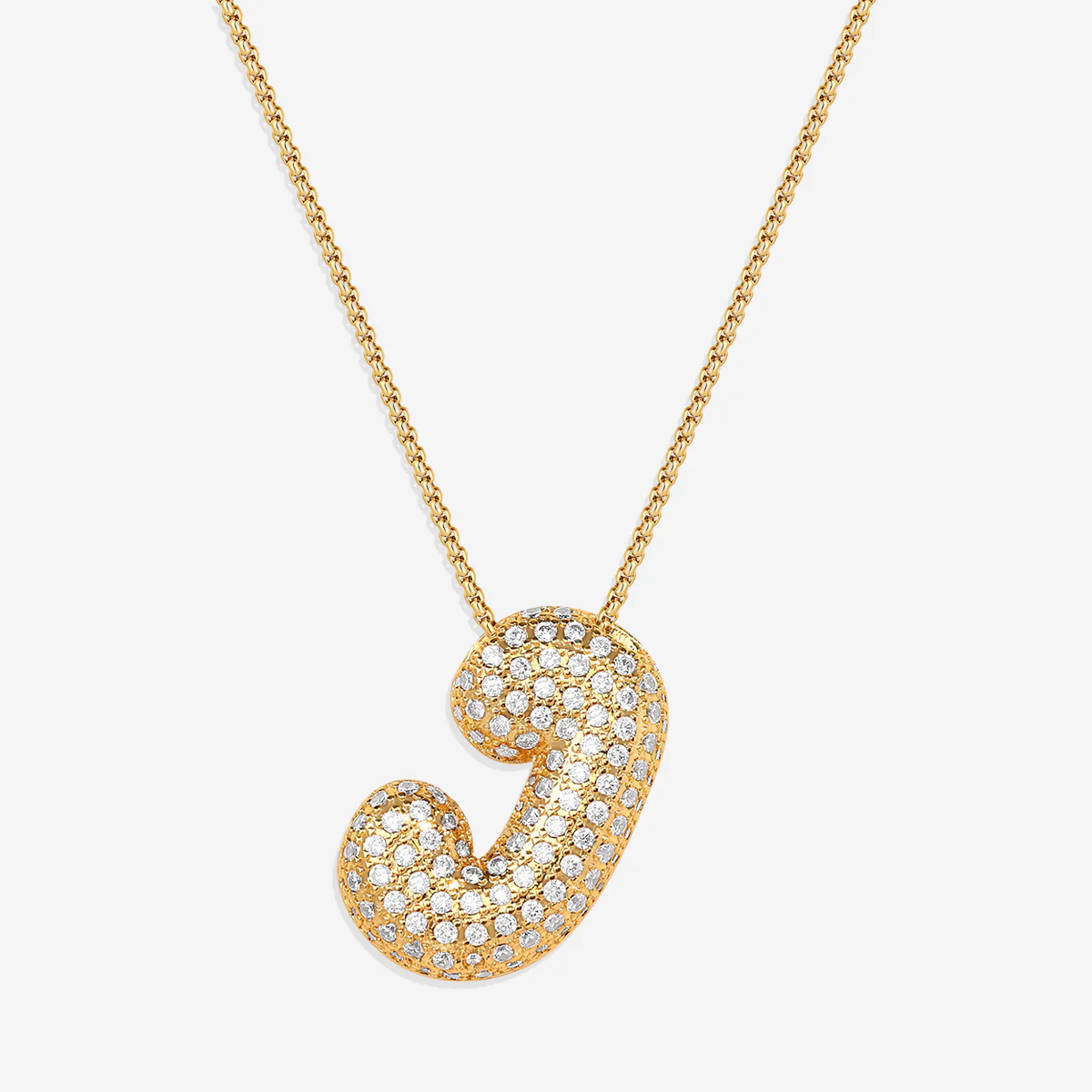 Pave Bubble Initial Necklace - Image 17