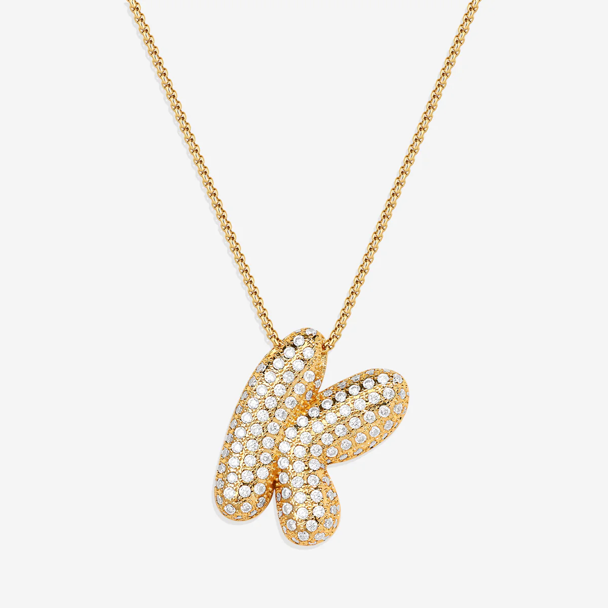 Pave Bubble Initial Necklace - Image 18