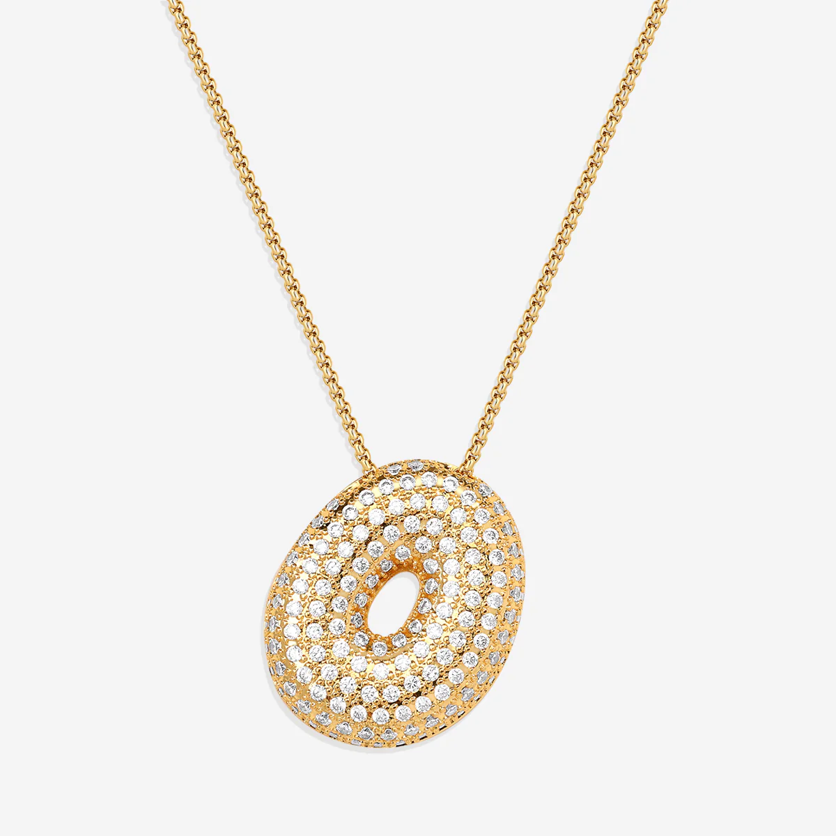 Pave Bubble Initial Necklace - Image 22