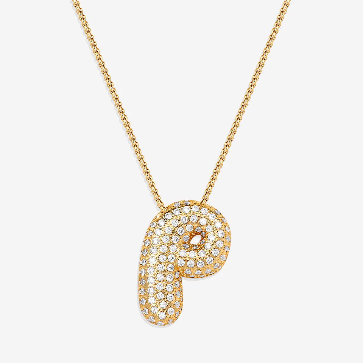 Pave Bubble Initial Necklace - Image 23