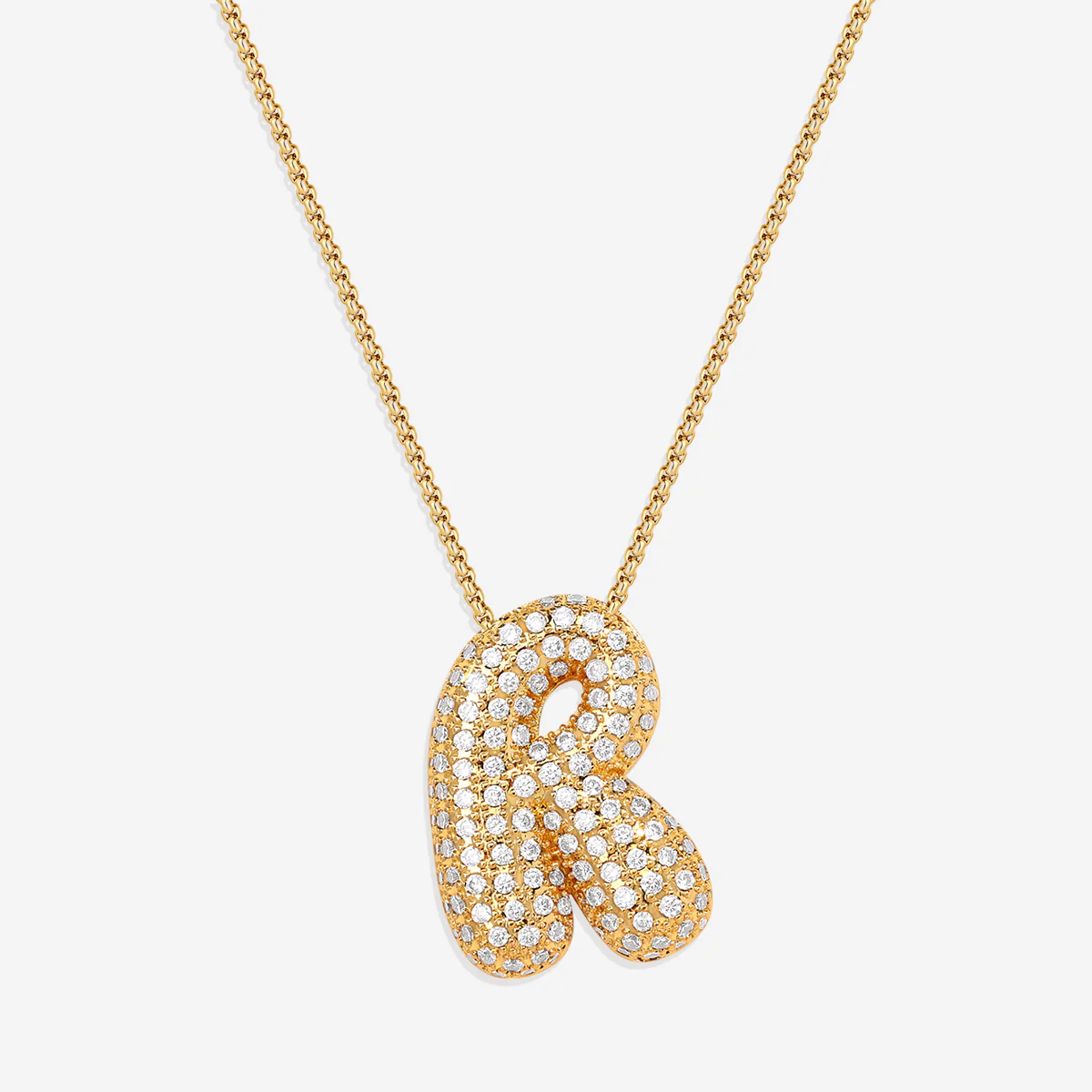 Pave Bubble Initial Necklace - Image 25