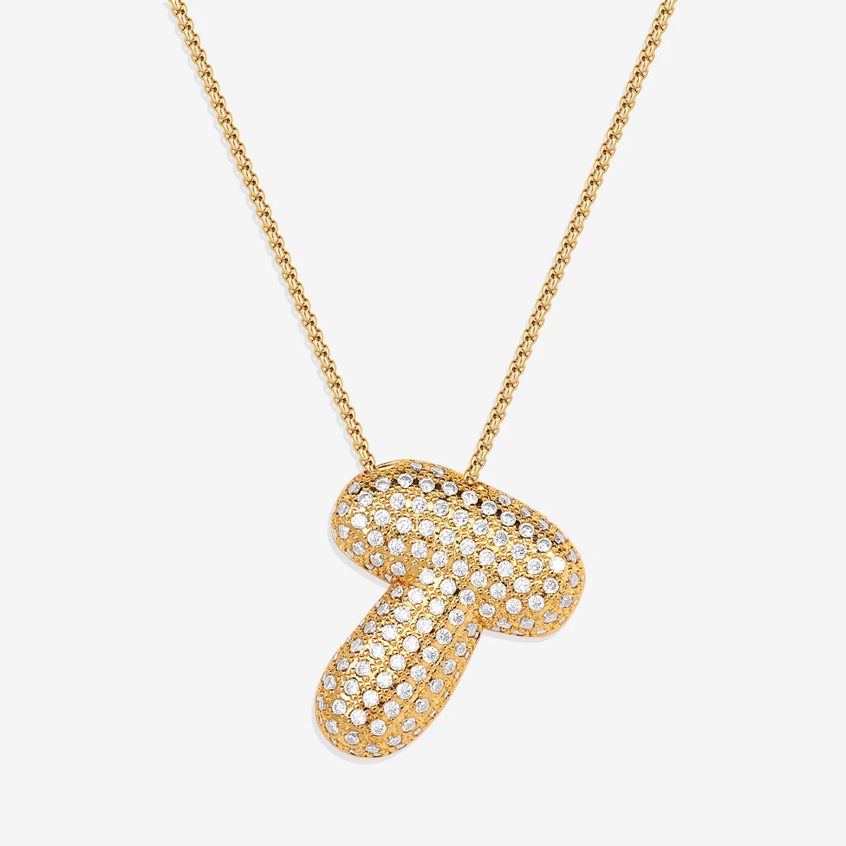 Pave Bubble Initial Necklace - Image 27