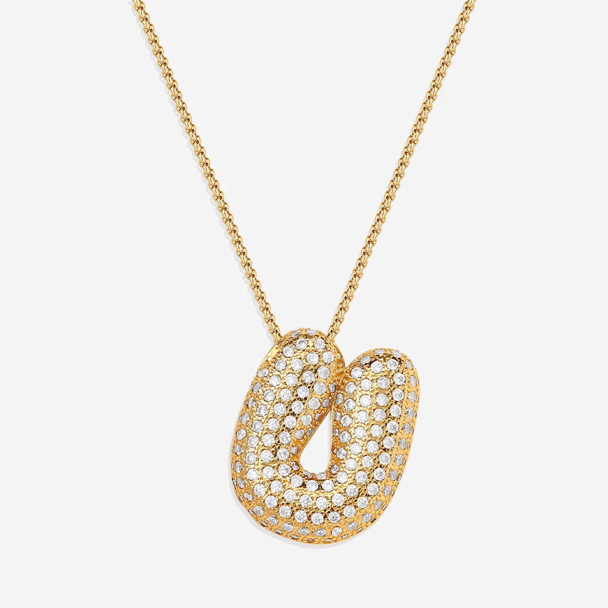 Pave Bubble Initial Necklace - Image 28