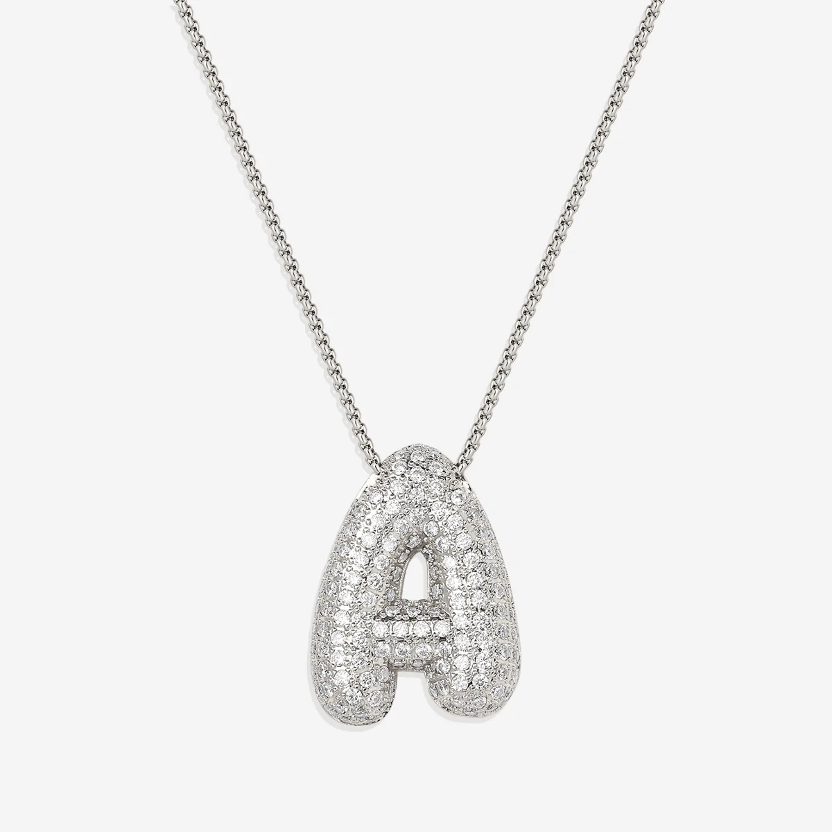Pave Bubble Initial Necklace - Image 34