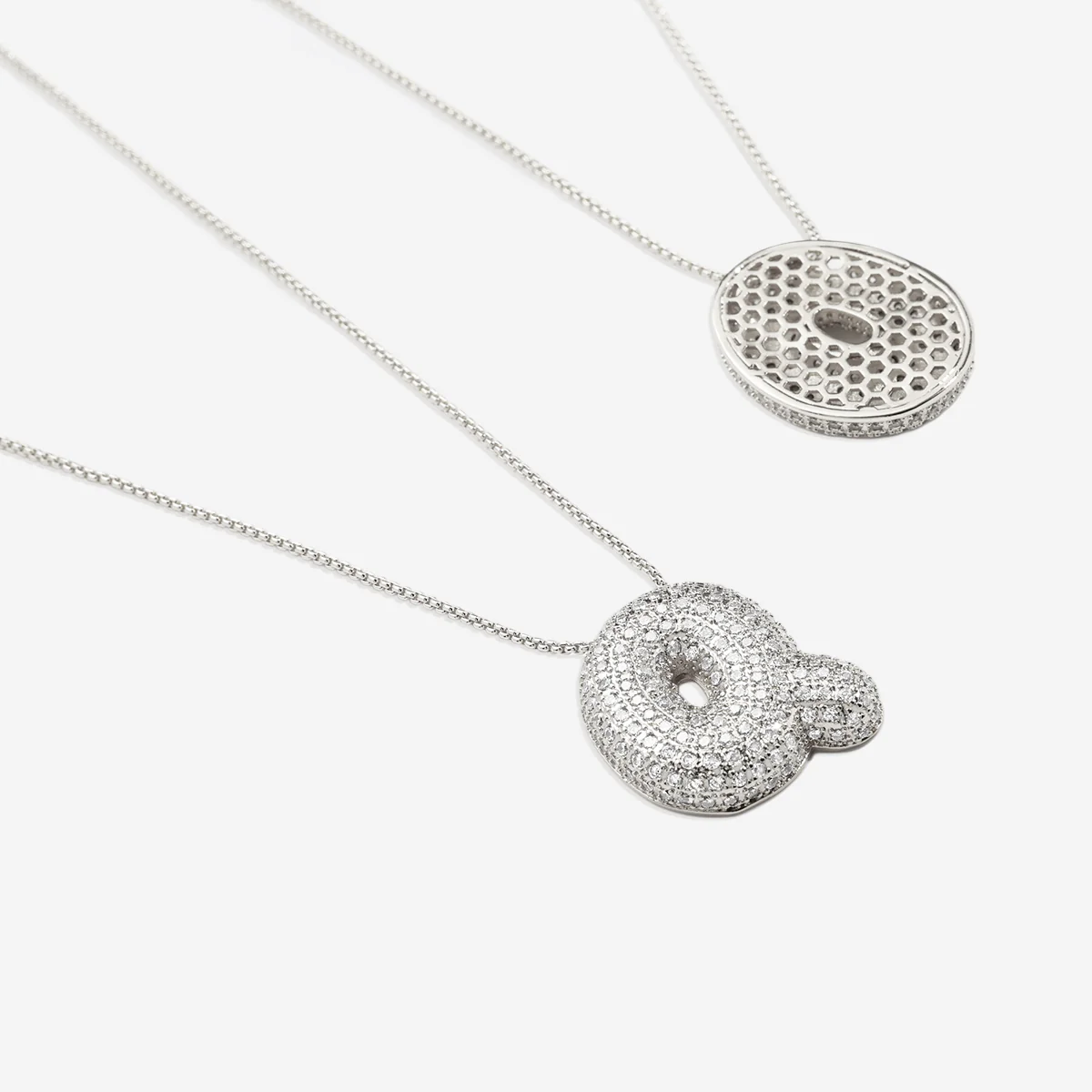 Pave Bubble Initial Necklace - Image 37