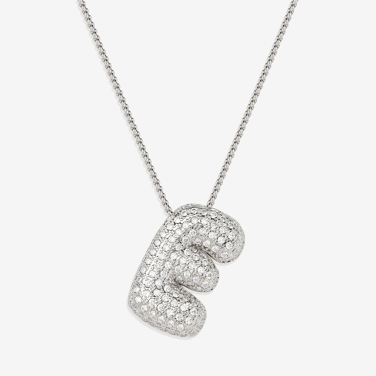 Pave Bubble Initial Necklace - Image 45
