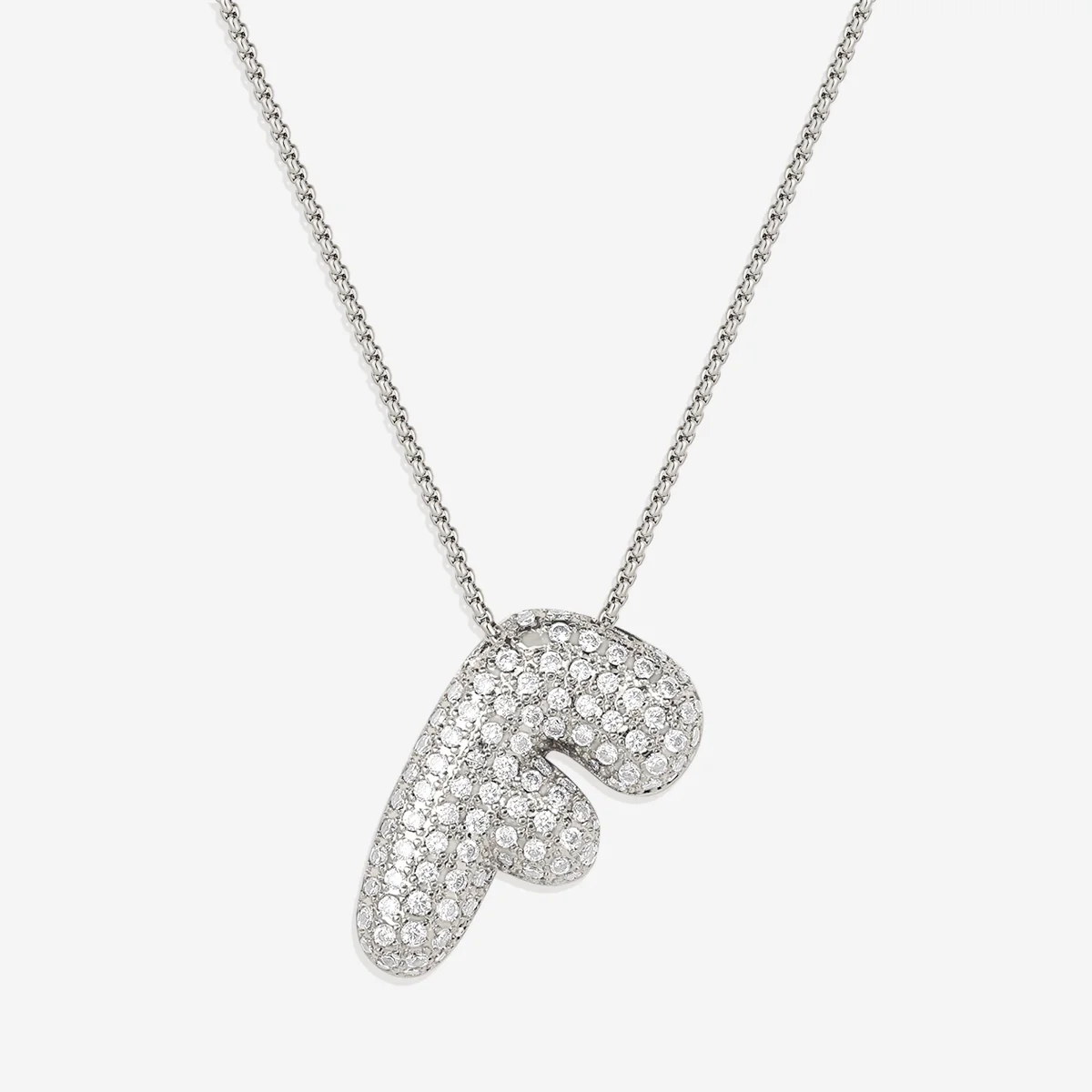 Pave Bubble Initial Necklace - Image 46