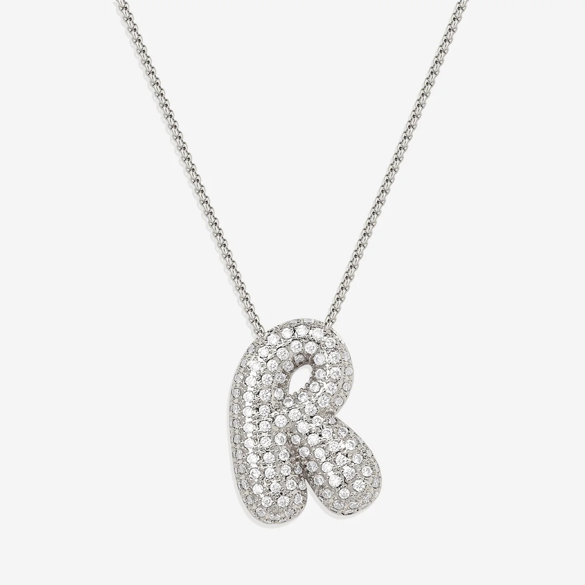 Pave Bubble Initial Necklace - Image 58