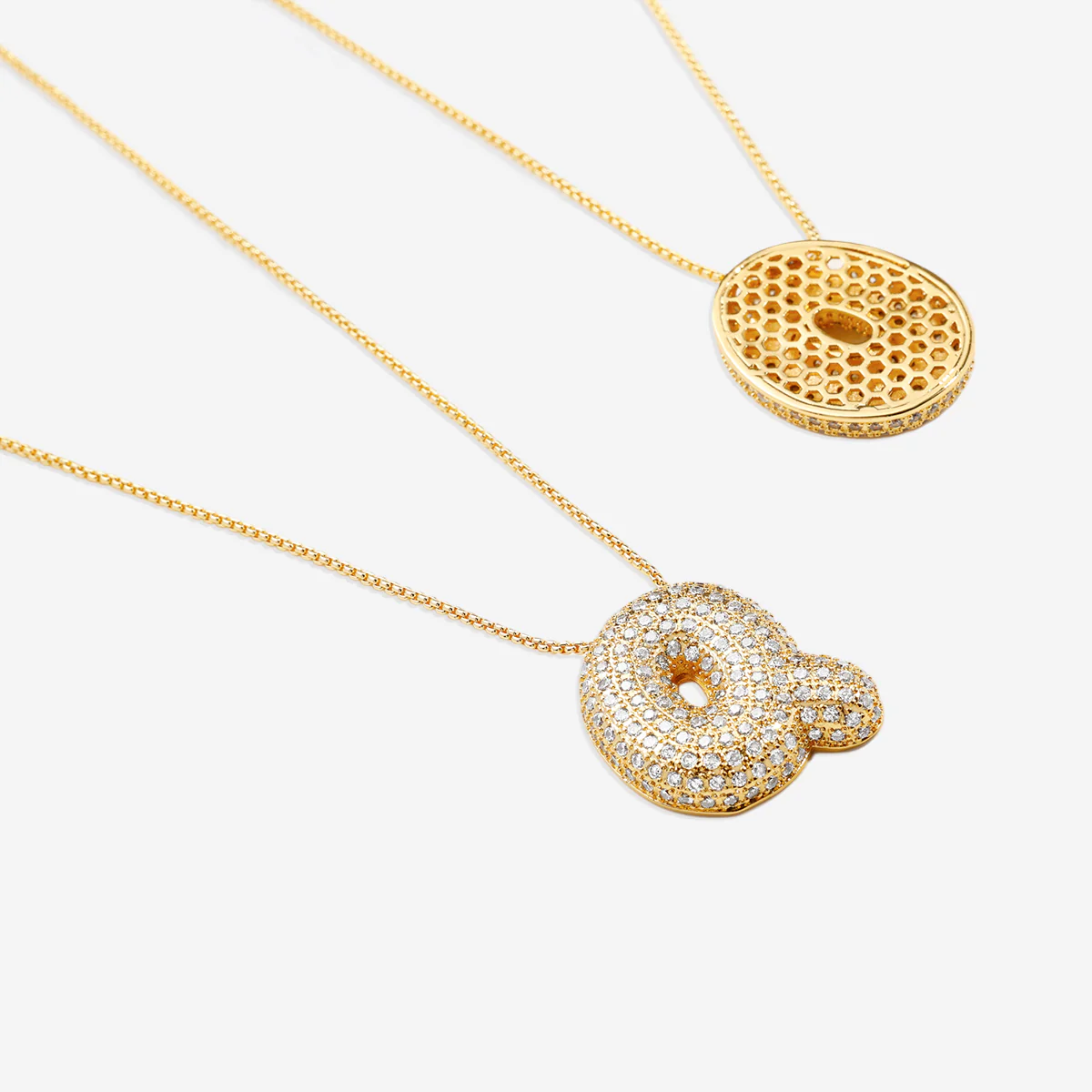 Pave Bubble Initial Necklace - Image 6