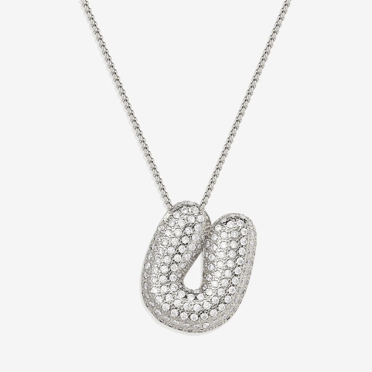 Pave Bubble Initial Necklace - Image 61