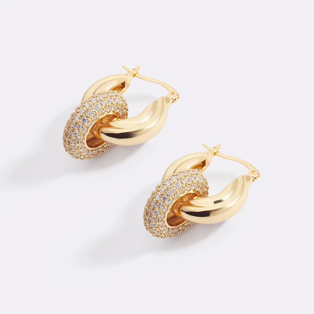 Pave Interlock Hoop Earrings - Image 16