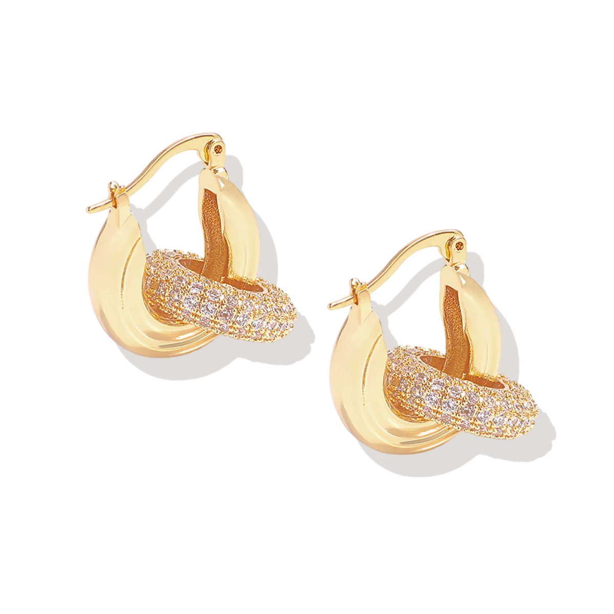Pave Interlock Hoop Earrings - Image 4