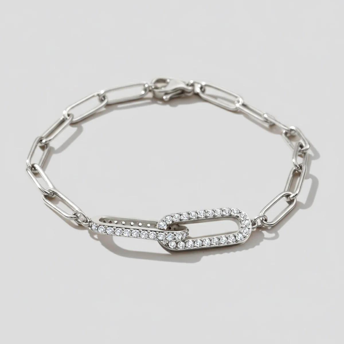 Pave Paperclip Chain Bracelet - Image 4