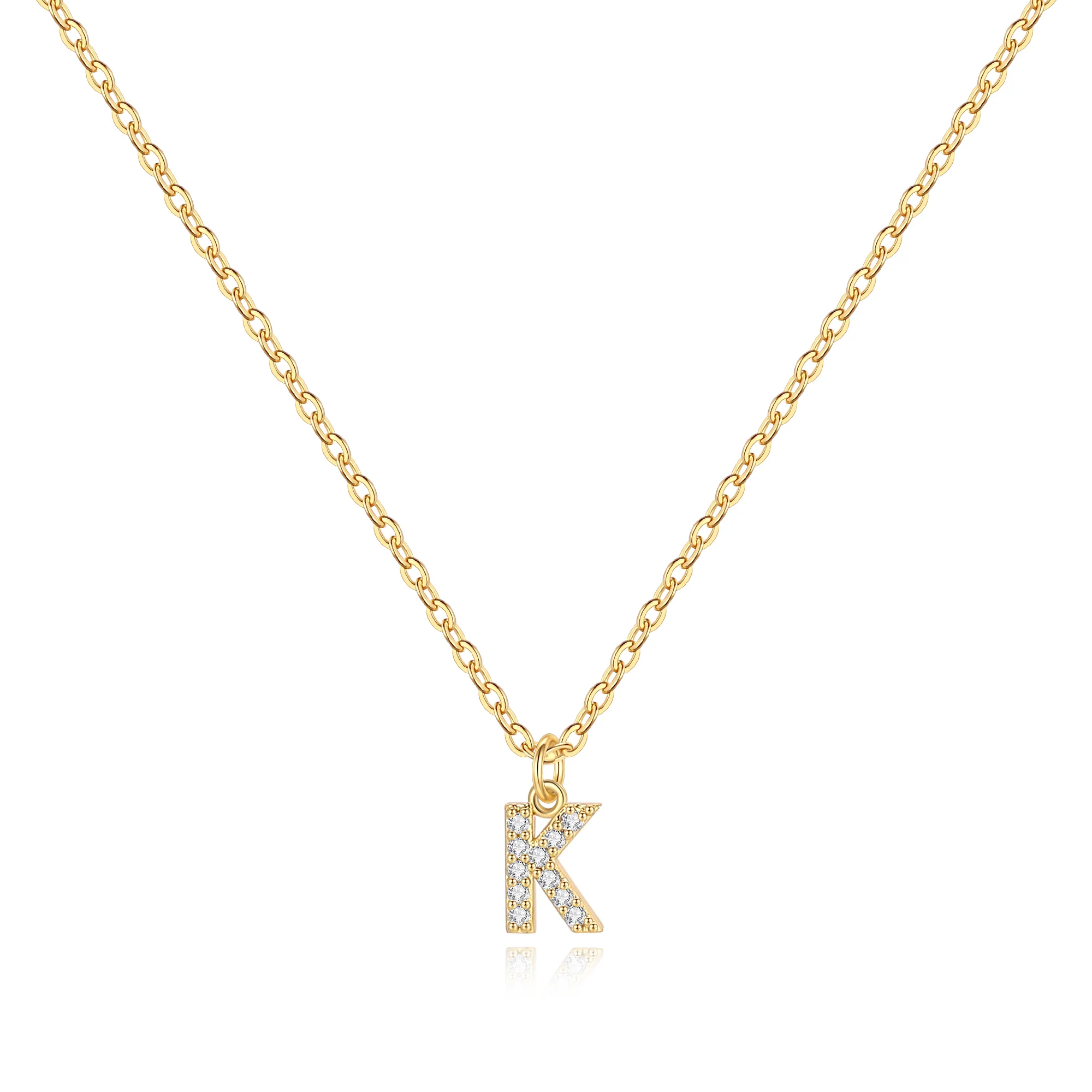 Pavé Uppercase Initial Necklace - Image 22