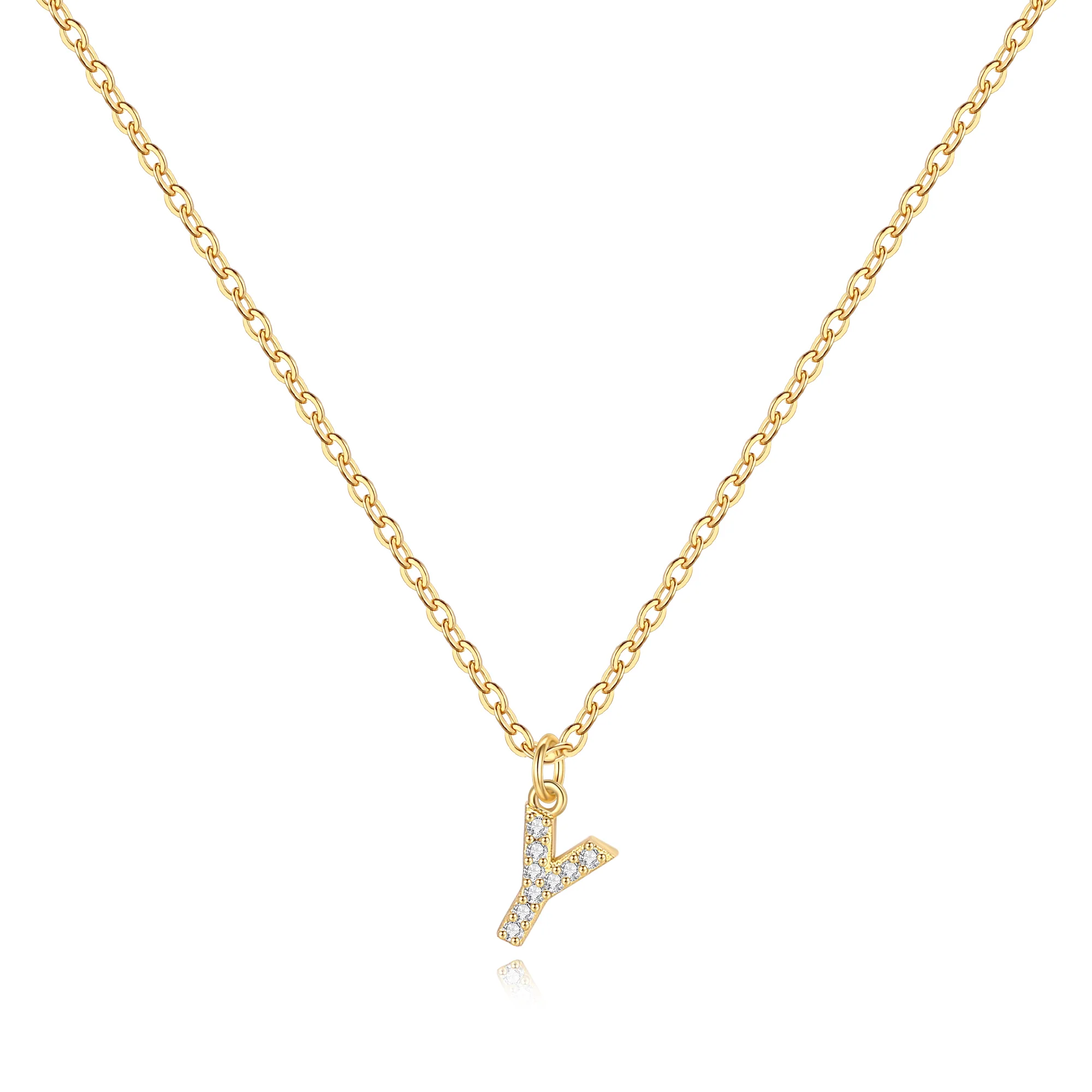 Pavé Uppercase Initial Necklace - Image 36