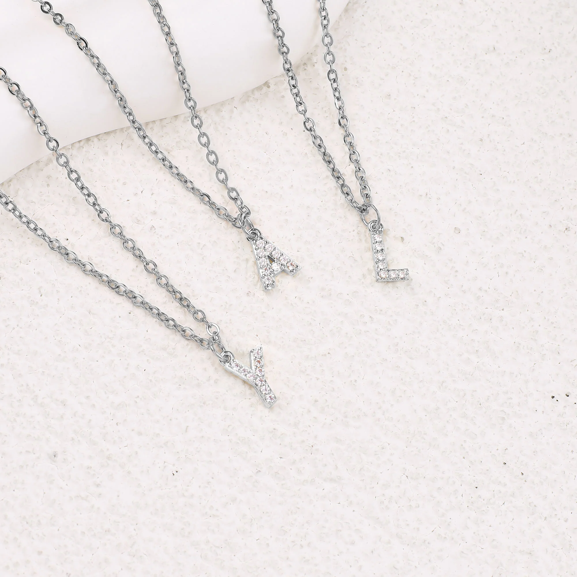 Pavé Uppercase Initial Necklace - Image 39