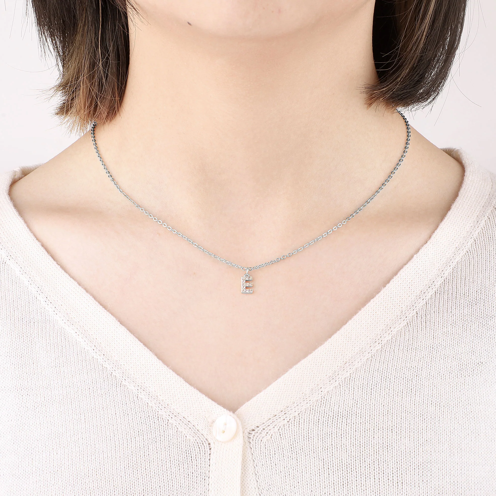 Pavé Uppercase Initial Necklace - Image 42