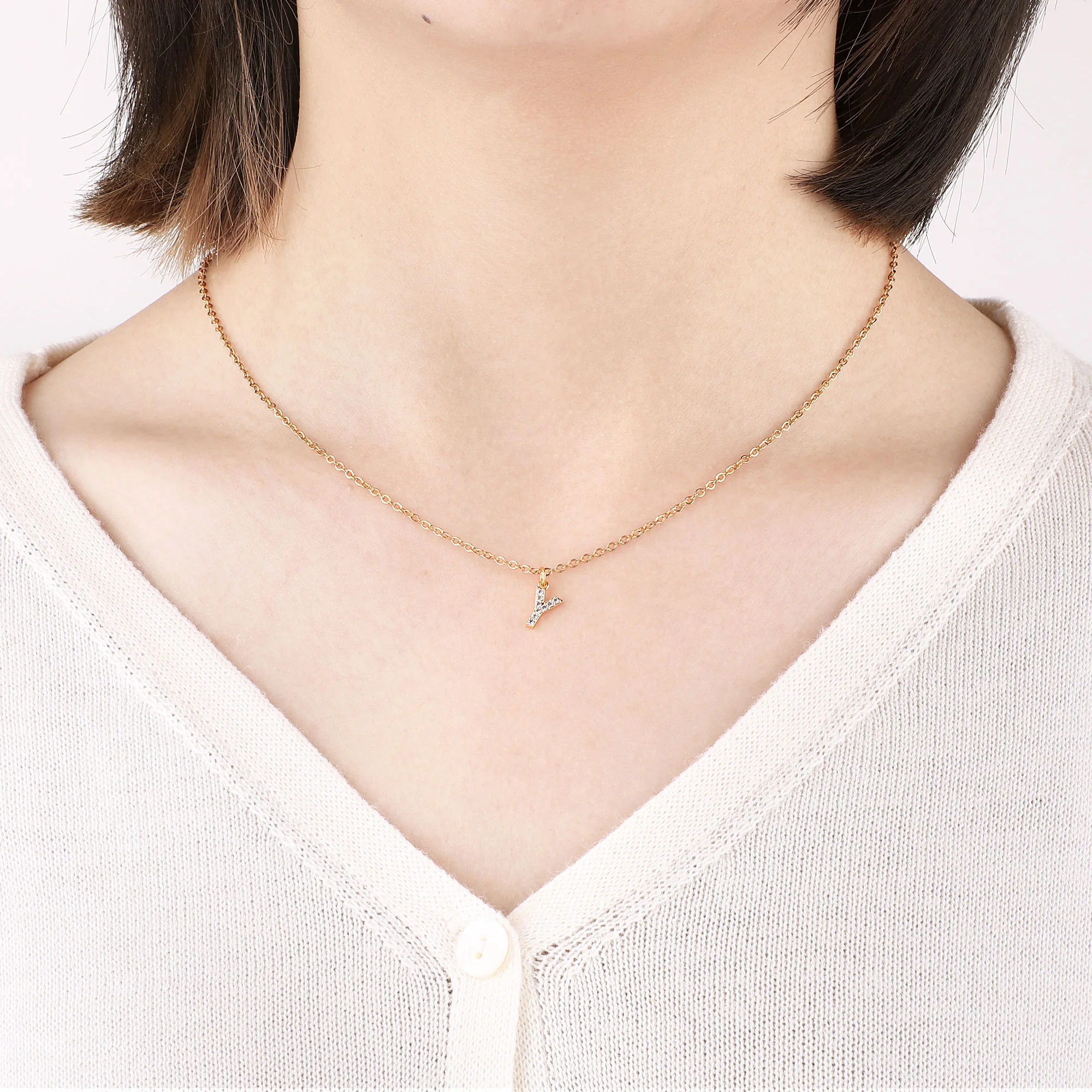Pavé Uppercase Initial Necklace - Image 43