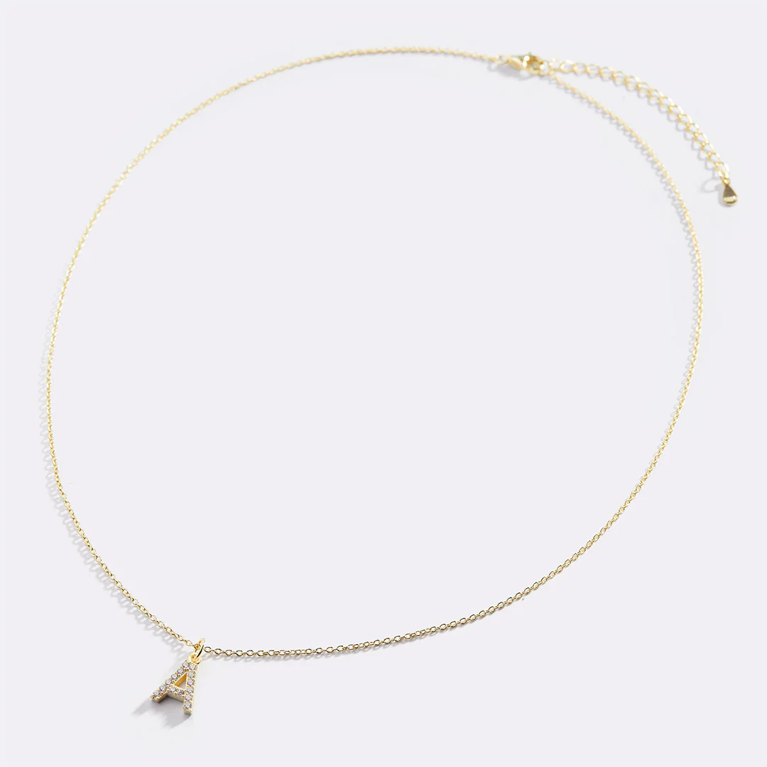 Pavé Uppercase Initial Necklace - Image 75